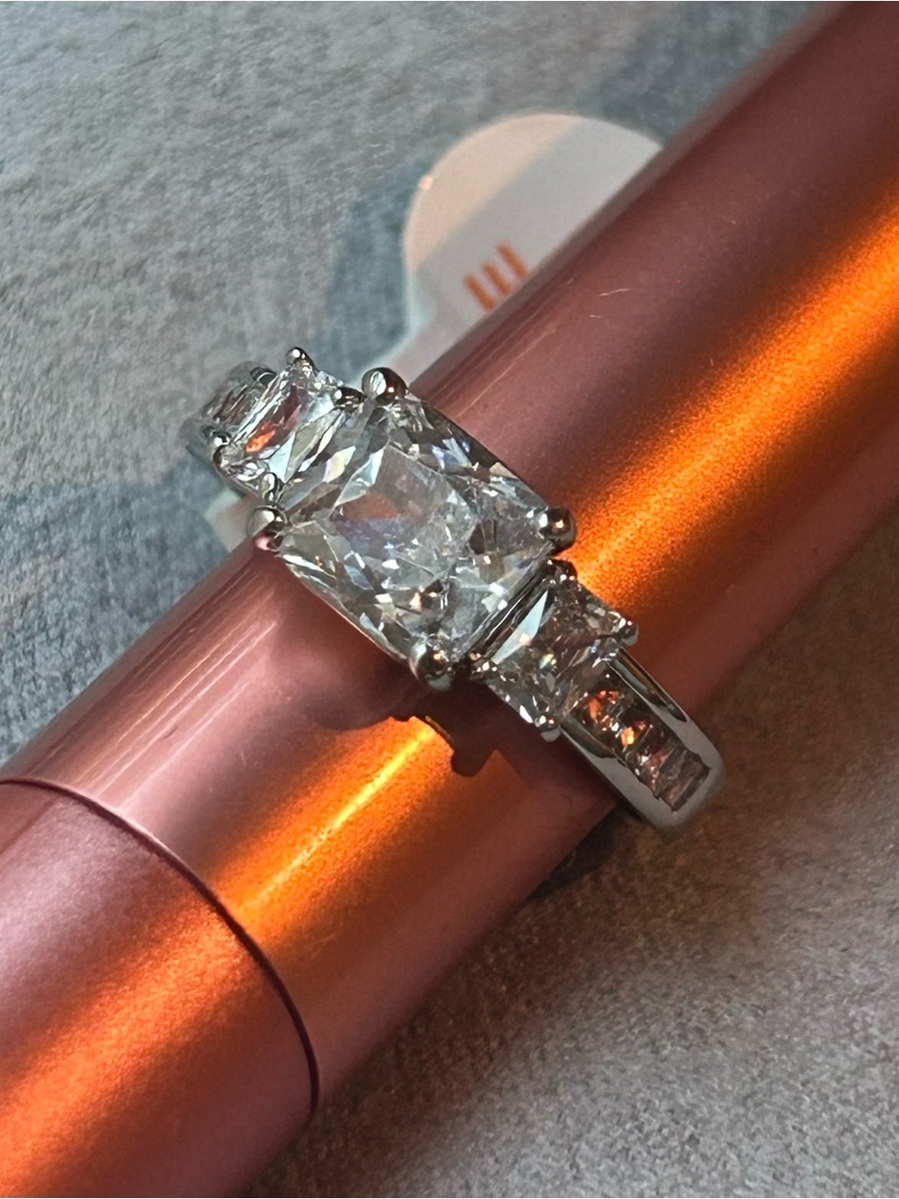 Sterling Silver Three-Stone White Cubic Zirconia Ring - Picture 2 of 4
